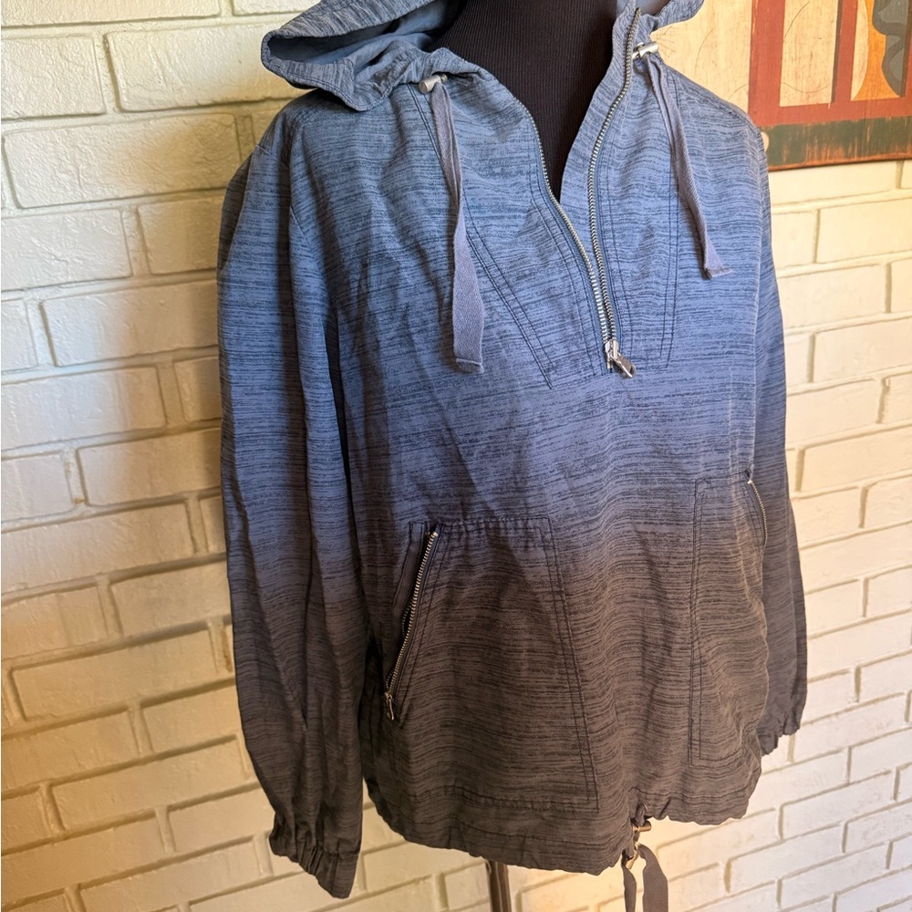 Lou & Gray Cotton Windbreaker Lightweight Small Gray Hooded Jacket Pockets